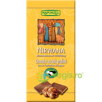 Ciocolata Nirwana cu Lapte si Praline Ecologica/Bio 100g, RAPUNZEL, Dulciuri & Indulcitori Naturali, 1, Vegis.ro
