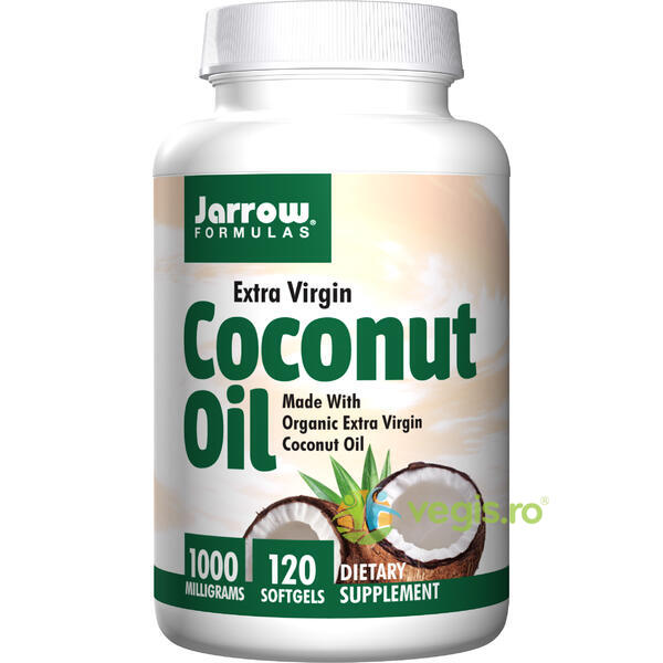 Coconut Oil Extra Virgin (Ulei de cocos) 1000mg 120cps Secom,, JARROW FORMULAS, Capsule, Comprimate, 1, Vegis.ro