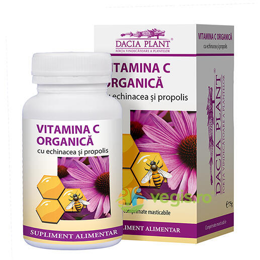 Vitamina C Organica Cu Echinaceea Si Propolis 60cpr, DACIA PLANT, Raceala & Gripa, 1, Vegis.ro