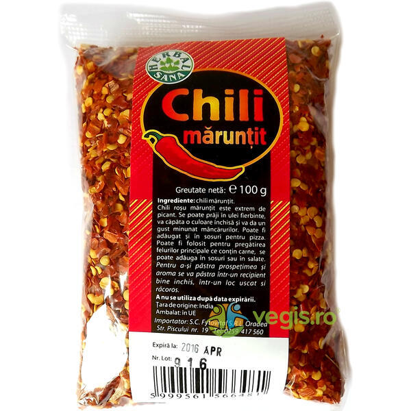 Chili Maruntit 100gr, HERBAVIT, Condimente, Sare, 1, Vegis.ro