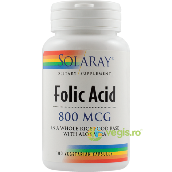 Acid Folic 800mcg 100cps Secom,, SOLARAY, Capsule, Comprimate, 1, Vegis.ro