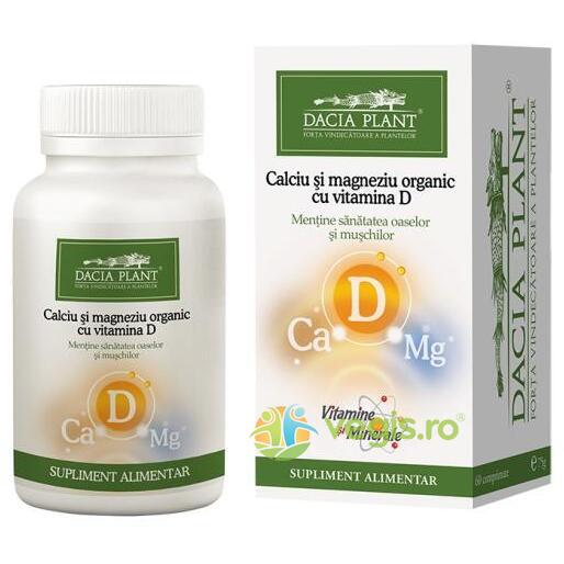 Calciu Si Magneziu Organic Cu Vitamina D 60cpr, DACIA PLANT, Capsule, Comprimate, 1, Vegis.ro