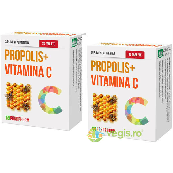 Pachet Propolis + Vitamina C 30tb+30tb, QUANTUM PHARM, Raceala & Gripa, 1, Vegis.ro