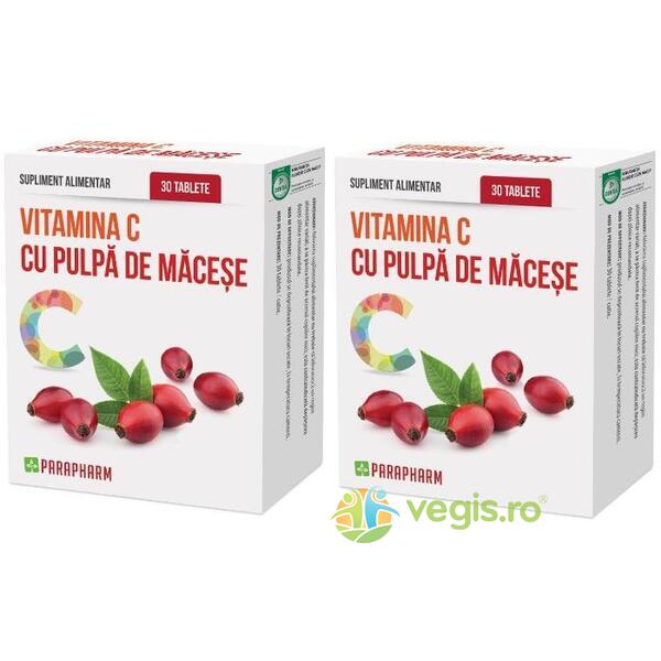 Pachet Vitamina C cu Pulpa de Macese 30tb+30tb, QUANTUM PHARM, Imunitate, 1, Vegis.ro