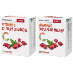 Pachet Vitamina C cu Pulpa de Macese 30tb+30tb QUANTUM PHARM