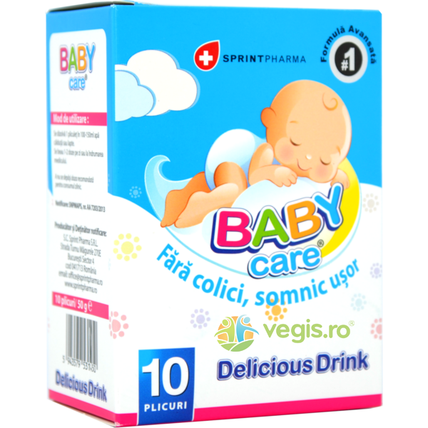 Baby Care Delicious Drink 10 plicuri, SPRINT PHARMA, Pulberi & Pudre, 1, Vegis.ro