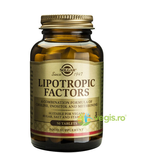 Lipotropic Factors 50tb (Factori lipotropici), SOLGAR, Capsule, Comprimate, 1, Vegis.ro