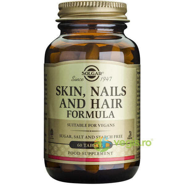 Skin Nails And Hair Formula 60tb (Formula pentru piele, unghii si par), SOLGAR, Capsule, Comprimate, 1, Vegis.ro