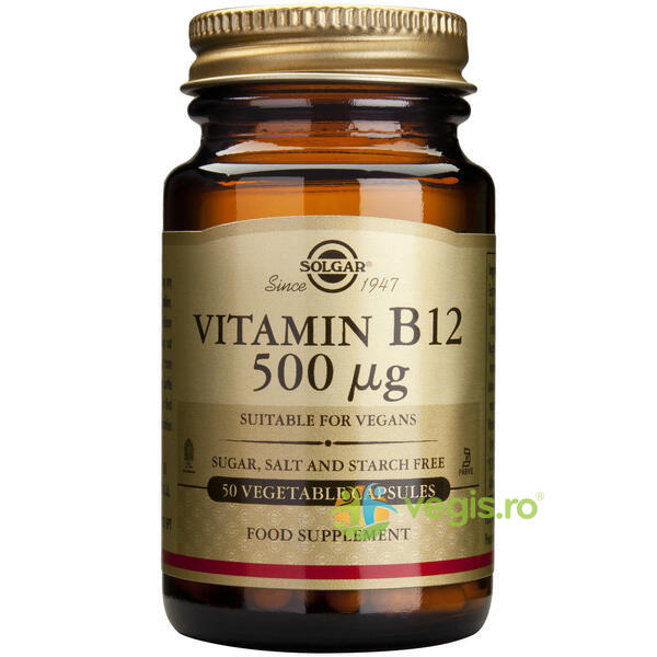 Vitamina B12 500mcg 50cps(Cobalamina), SOLGAR, Vitamina B12, 1, Vegis.ro