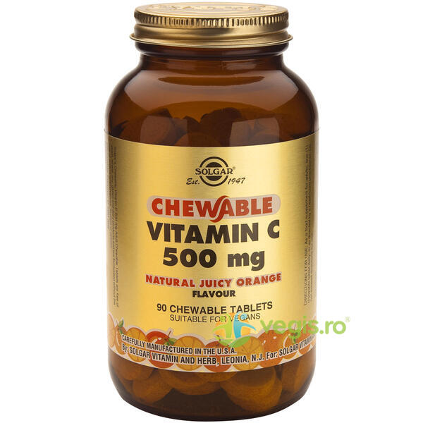 Vitamina C 500mg 90tb Masticabile, SOLGAR, Capsule, Comprimate, 1, Vegis.ro