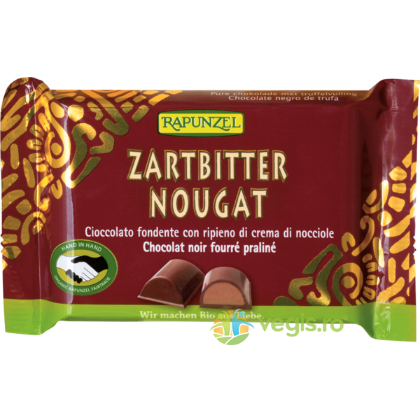 Ciocolata Amaruie Nougat Ecologica/Bio 100g, RAPUNZEL, Dulciuri & Indulcitori Naturali, 1, Vegis.ro