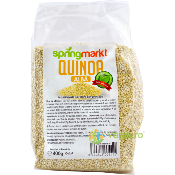Quinoa Alba 400g, SPRINGMARKT, Cereale boabe, 1, Vegis.ro
