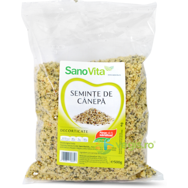 Seminte De Canepa Decorticate 500g, SANOVITA, Nuci, Seminte, 1, Vegis.ro
