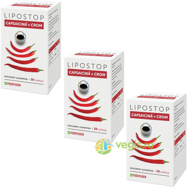Lipostop Capsaicina+Crom 30cps 2+1 Gratis, QUANTUM PHARM, Remedii Capsule, Comprimate, 1, Vegis.ro
