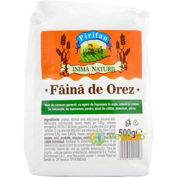 Faina De Orez 500g, PIRIFAN, Faina, Tarate, Grau, 1, Vegis.ro