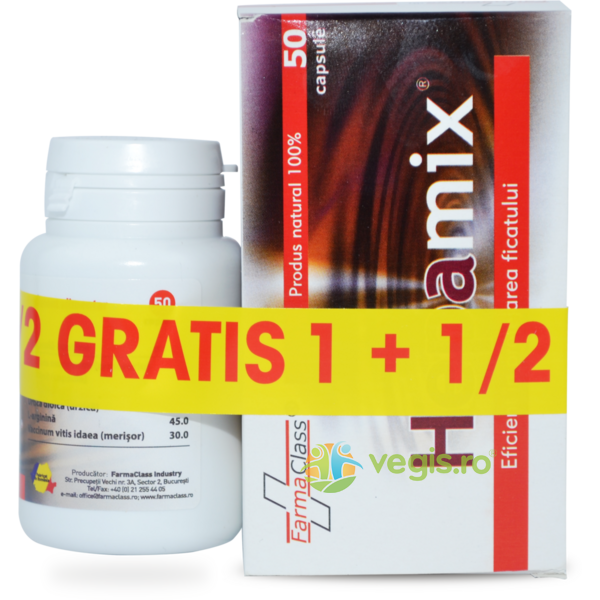 Hepamix 50cps 1+ 1-50% Gratis, FARMACLASS, Pachete Suplimente, 1, Vegis.ro