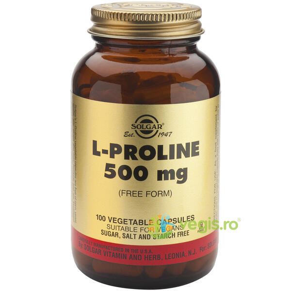 L-Proline 500mg 100cps Vegetale, SOLGAR, Remedii Capsule, Comprimate, 1, Vegis.ro