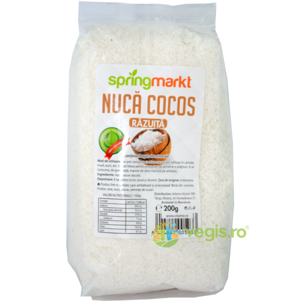 Nuca Cocos Razuita 200g, SPRINGMARKT, Produse din Nuca de Cocos, 1, Vegis.ro