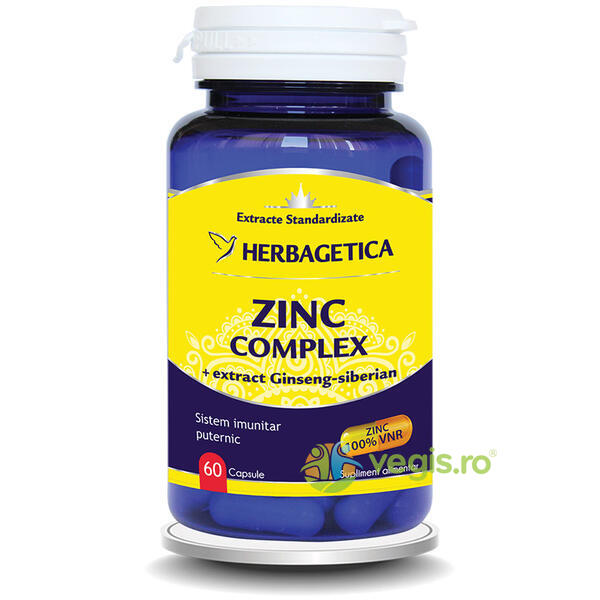 Zinc Complex 60cps, HERBAGETICA, Remedii Capsule, Comprimate, 1, Vegis.ro