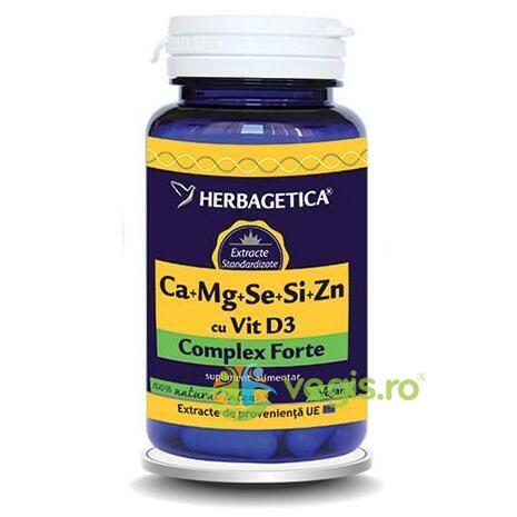 Complex Forte (Ca+Mg+Se+Si+Zn) Cu Vitamina D3 2000UI 30+30 CPS (-50%), HERBAGETICA, VECHITURI, 2, Vegis.ro