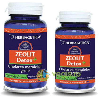 Pachet Zeolit Detox+ 60cps+30cps Promo, HERBAGETICA, Pachete 1+1, 1, Vegis.ro