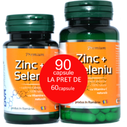 Zinc Seleniu cu Vitamina C Naturala  Pachet 90 de capsule la pret de 60 de capsule DVR PHARM