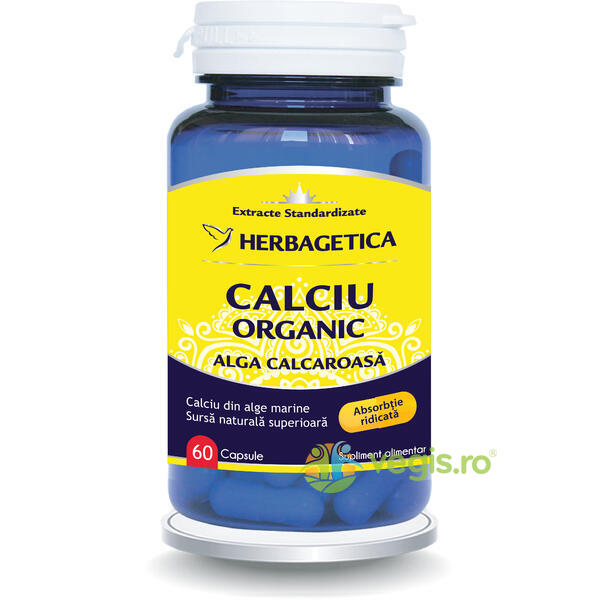 Calciu Organic 60cps, HERBAGETICA, Remedii Capsule, Comprimate, 1, Vegis.ro