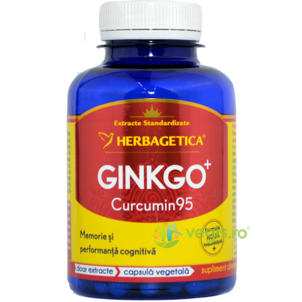 Ginkgo Curcumin 95 120cps, HERBAGETICA, Remedii Capsule, Comprimate, 1, Vegis.ro