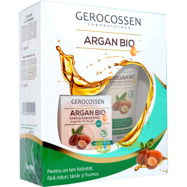 Set Argan BIO (Crema hidratanta 25+ & Lapte demachiant) 250ml, GEROCOSSEN, Pachete 1+1, 1, Vegis.ro
