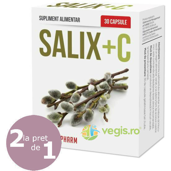 Salix + C 30cps Pachet 1+1, QUANTUM PHARM, Capsule, Comprimate, 1, Vegis.ro