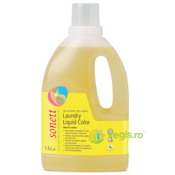 Detergent Lichid pentru Rufe Colorate cu Menta si Lamaie Ecologic/Bio 1.5L, SONETT, Detergenti de Rufe, 1, Vegis.ro