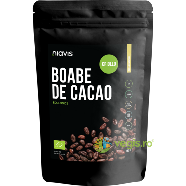 Boabe de Cacao Criollo Intregi Ecologice/Bio 250g, NIAVIS, Superalimente, 1, Vegis.ro