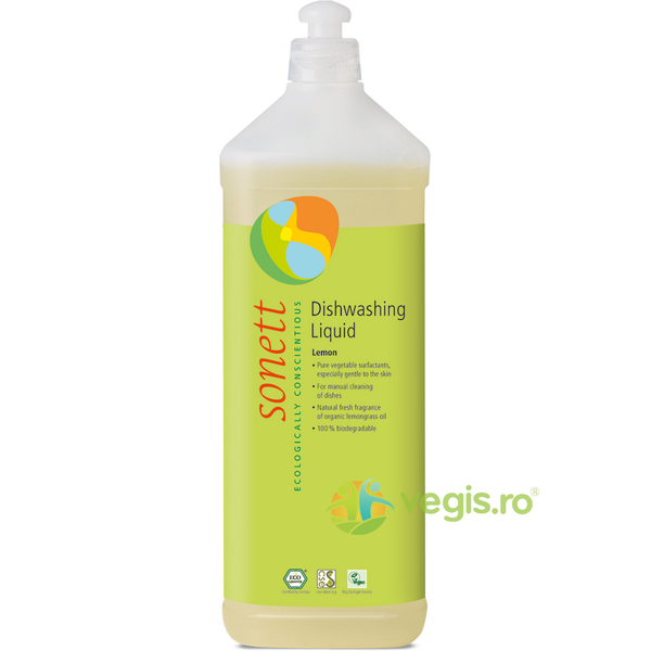 Detergent Pentru Spalat Vase Lamaie Ecologic/Bio 1L, SONETT, Detergent Vase, 1, Vegis.ro