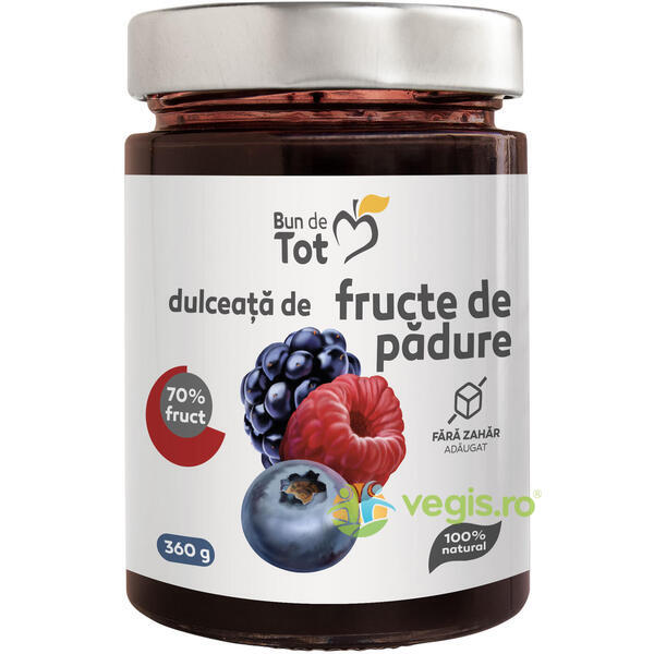 Dulceata din Fructe de Padure fara Zahar 360g, BUN DE TOT, Fara Zahar, 2, Vegis.ro