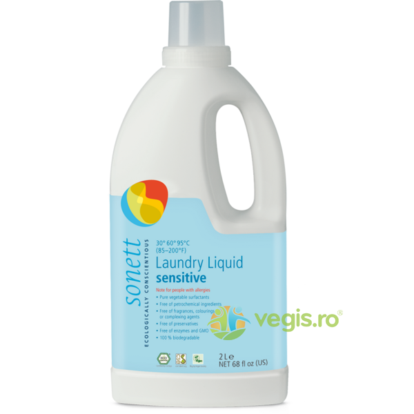 Detergent Lichid Pentru Rufe Albe Si Colorate Sensitive Ecologic/Bio 2L, SONETT, Detergenti de Rufe, 1, Vegis.ro