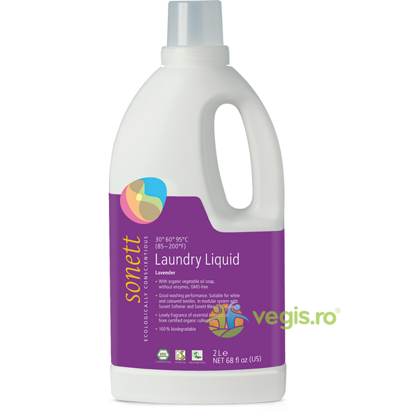 Detergent Lichid Pentru Rufe Albe Si Colorate Cu Lavanda Ecologic/Bio 2L Sonett, SONETT, Detergenti de Rufe, 1, Vegis.ro