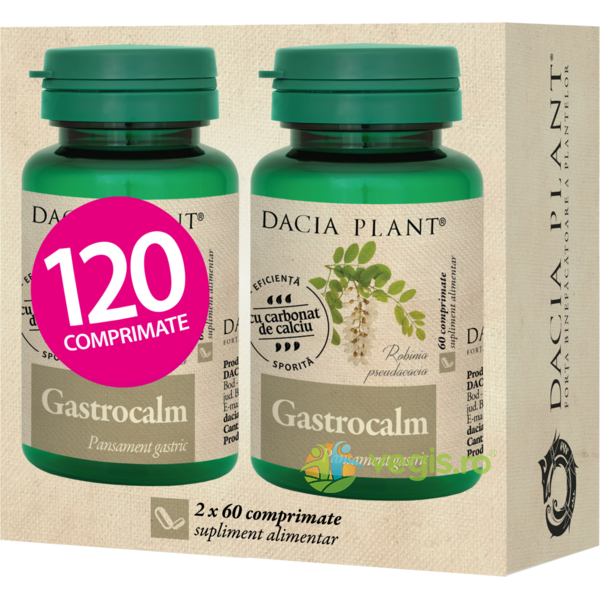 Pachet Gastrocalm 60cpr+60cpr, DACIA PLANT, Capsule, Comprimate, 2, Vegis.ro