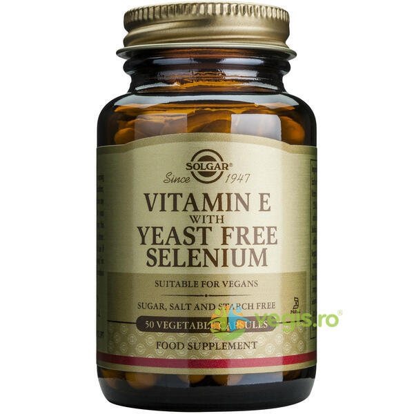 Vitamina E + Selenium 50Cps Vegetale, SOLGAR, Capsule, Comprimate, 1, Vegis.ro