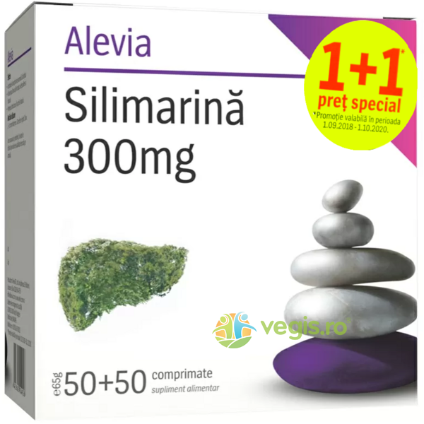 Pachet Silimarina 300mg 50cpr+50cpr, ALEVIA, Remedii Capsule, Comprimate, 1, Vegis.ro