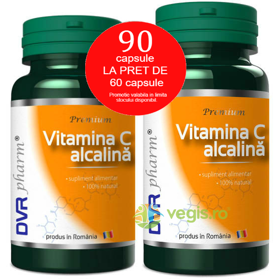 Vitamina C Alcalina Pachet 90 de capsule la pret de 60 de caspule, DVR PHARM, Capsule, Comprimate, 1, Vegis.ro