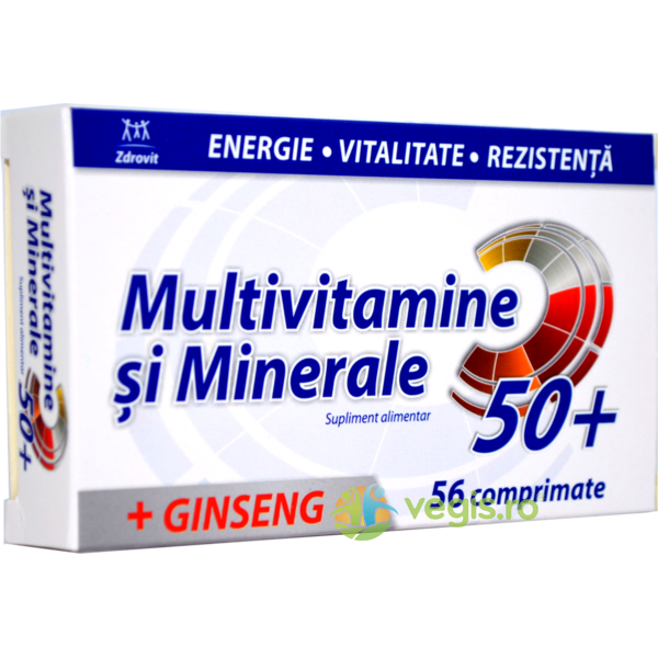 Multivitamine si Minerale + Ginseng 50+ 56cpr, ZDROVIT, Capsule, Comprimate, 1, Vegis.ro