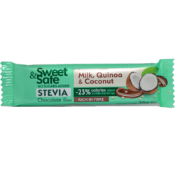 Sweet&Safe Ciocolata cu Lapte, Cocos si Quinoa Indulcitor Stevie 25g SLY NUTRITIA