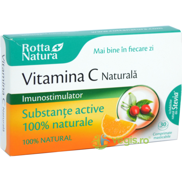 Vitamina C Naturala Extract de Macese 30cpr Masticabile, ROTTA NATURA, Suplimente, 2, Vegis.ro