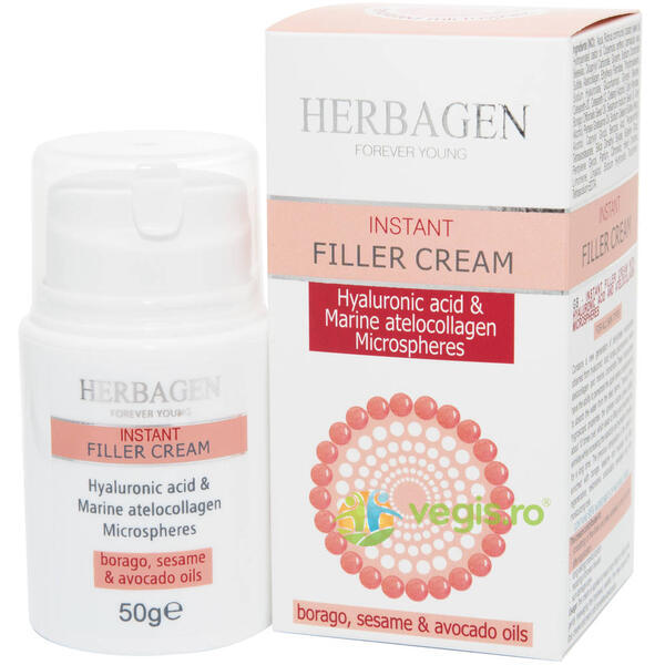 Crema de Fata Filler Instant cu Microsfere de Acid Hialuronic si Atellocolagen 50g, HERBAGEN, Cosmetice ten, 1, Vegis.ro