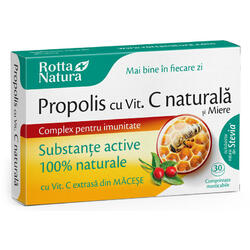 Propolis cu Vitamina C Naturala si Miere 30cpr ROTTA NATURA