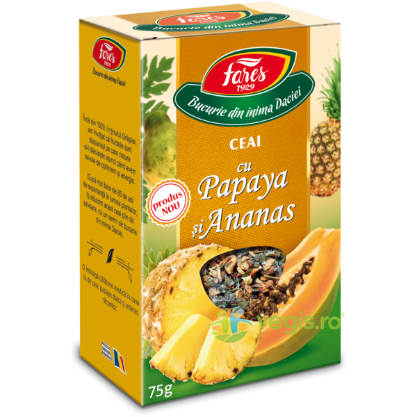 Ceai de Papaya si Ananas 75g, FARES, Ceaiuri vrac, 1, Vegis.ro