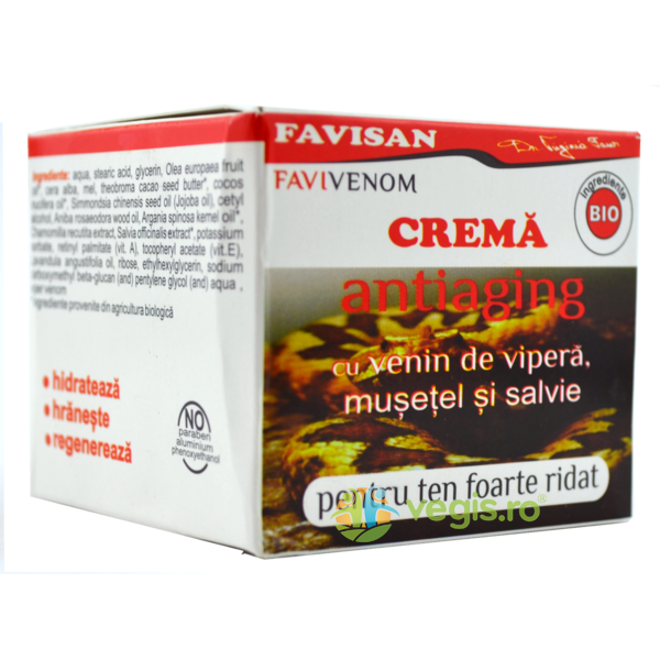 Crema Antiaging Favivenom cu Venin de Vipera, Musetel si Salvie 50ml, FAVISAN, Cosmetice ten, 2, Vegis.ro