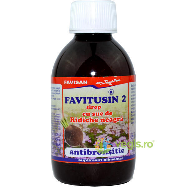 Favitusin 2 - Sirop Antibronsitic cu Suc de Ridiche Neagra 200ml, FAVISAN, Siropuri, Sucuri naturale, 1, Vegis.ro