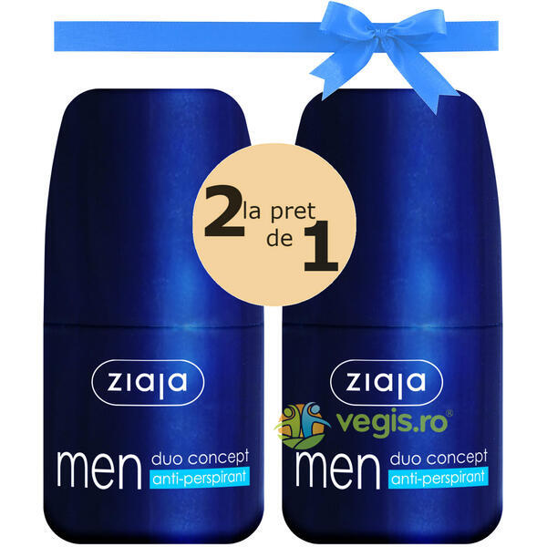 Ziaja Men Antiperspirant Roll-On Energizant 60ml Pachet 1+1 Gratis, ZIAJA, Cosmetice barbati, 1, Vegis.ro