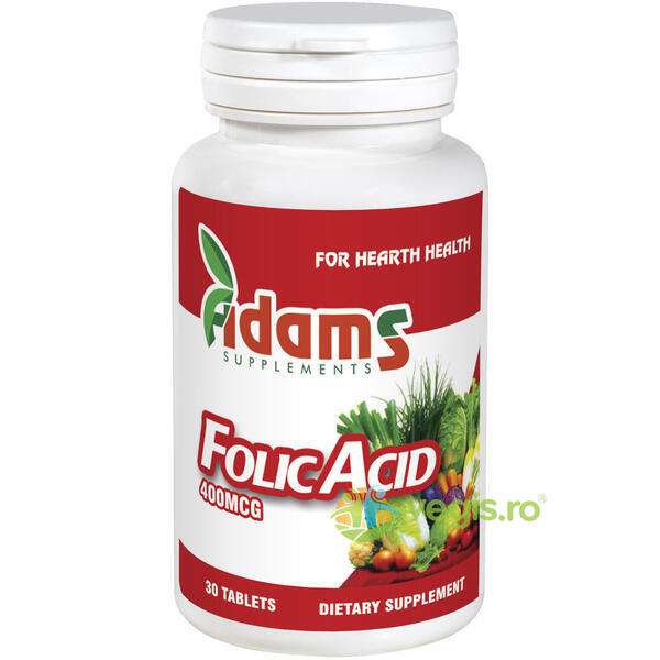 Acid Folic 400mcg 30tb, ADAMS VISION, Vitamine, Minerale & Multivitamine, 1, Vegis.ro